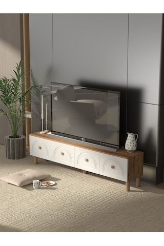 Bohem Tarz 180 Cm 4 Kapaklı Mdf Kapak Tv Ünitesi Ceviz