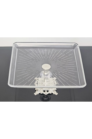 Atabey Home Döküm Ayaklı Kare Servis Tabağı Gümüş Ayak