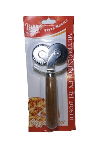 Pizza Kesici Çift Bıçak Hamur Ve Piza Kesici Ahşap Sap