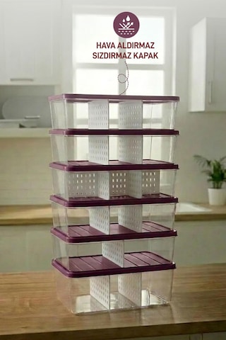 Selka Home 6 Adet 2 Lt. Nora Bölmeli Organizer Buzdolabı Buzluk  Düzenleyici Saklama Kabı