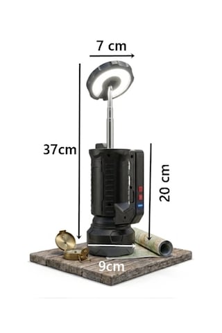 Gp-610 Şarjlı 15 Watt Led El Feneri Teleskopik Kamp Lambası - Masa Lambası Taşınabilir Kamp Feneri 1500 Lümen Karışık
