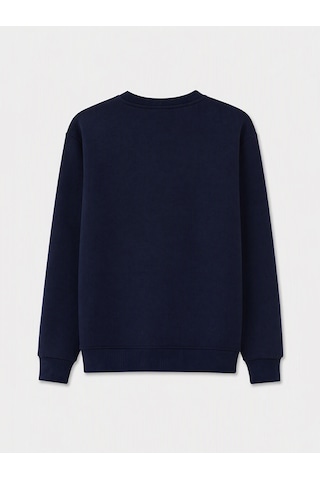 Lcw Vision Lacivert Bisiklet Yaka Baskılı Erkek Kalın Sweatshirt