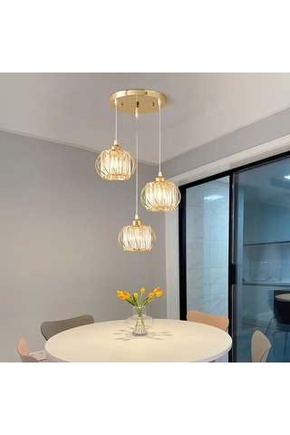 Opulentliving Retro Kafe-restoran Dekoru İçin Şık Tek Başlı Demir Avize - Altın Işıksız Model Altın