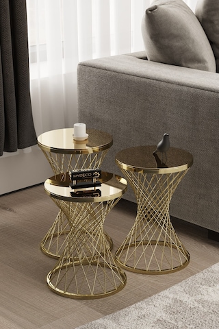 Pota Zigon Sehpa Gold Kaplama Bronz Ayna