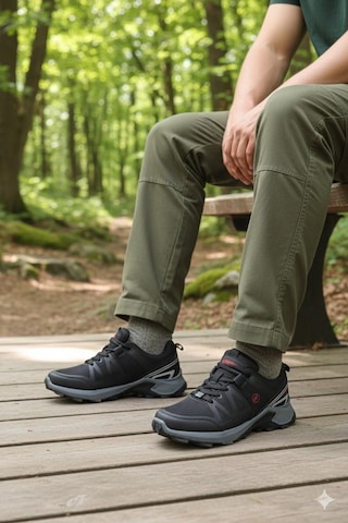 Fort 2923 Wks Rahat Outdoor Trekking Ayakkabı Erkek Ayakkabı Siyah - Kırmızı