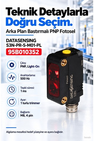 Datasensing S3n-pr-5-m01-pl Arka Plan Bastırmalı Kırmızı Led Foto