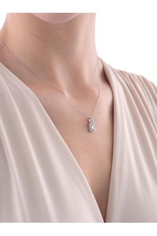 Nochediamond 0,22 Karat Baget Pırlanta Kolye-611