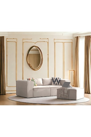 Nova 3 Modül Modüler L Köşe Koltuk Takımı Kırık Beyaz