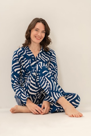 Arnetta Kadın Lacivert Desenli Gömlek Pijama Takımı Ar3766-s-v1 Ar3766-s-v1