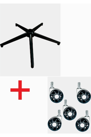 Sandofis Siyah Metal Konik Ayak+5 Adet Oyuncu Koltuğu Tekeri