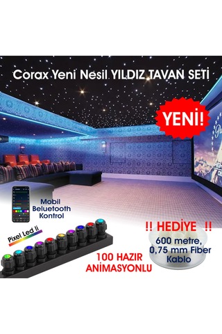 Animasyonlu Yıldız Tavan Uygulama Seti, Fiber Optik Aydınlatma Kurulum Kiti Çok Renkli