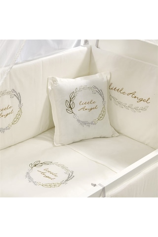 Meltem Kids Angel Nakışlı Pamuklu Bebek Uyku Seti 60 x 120 CM Ekru