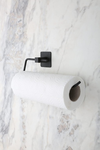 Banyo Yapışkanlı Siyah Kare Açık Solo Havluluk Havlu Askısı Siyah