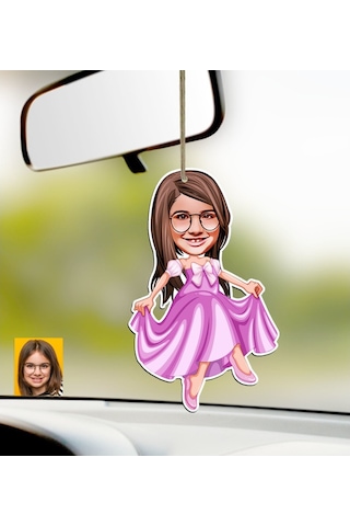 Kişiye Özel Kız Çocuk Prenses Karikatürlü Ahşap Araba Dikiz Ayna (434991667)