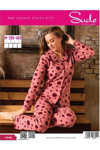 Sude M-200-483 Puantiyeli Polar Gömlek Kadın Pijama Takımı Çok Renkli