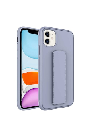 Apple Uyumlu iPhone 12 Kılıf Zore Qstand Kapak Gri