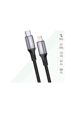 Usb-c To Lightning Apple iPhone Uyumlu Şarj Kablosu 30w, 480mbps, 1.2m, Hızlı Şarj, Pd, Örgü V0207001