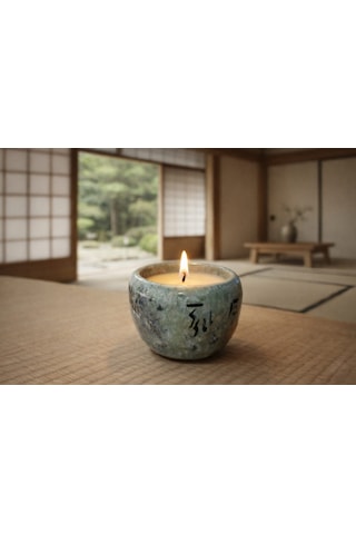 Cogo Seramik Yoga & Meditasyon Için El Yapımı Seramik Vanilya Aromalı Balmumu Mum Japon Minimalist Tasarım Beyaz - Gri - Siyah