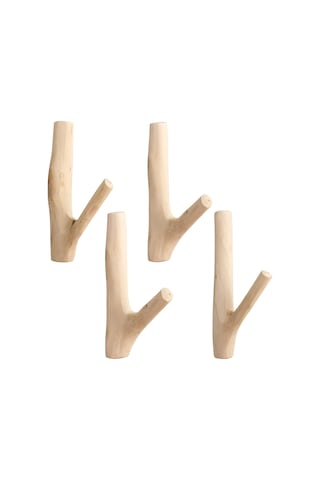 Genişlik 2-3 Cm 4 Adet Doğal Ahşap Kanca, Ahşap Kancalar, Silindirik Elbise Kancaları, Dekoratif Duvar Kancaları, Palto Şapka Çanta Havlu Asmak İçin Ahşap Kancalar