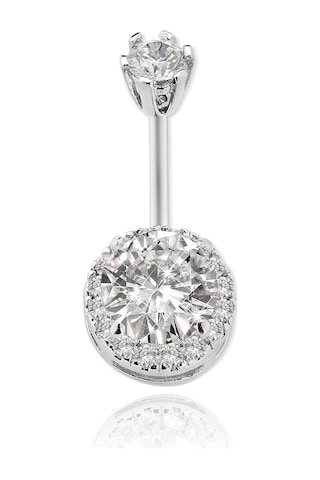 Chavin Çift Taşlı Komple Taşlı Büyük Boy Göbek Piercing Da61