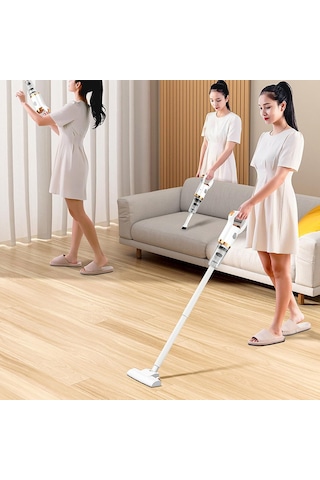 Zemin Fırçası İle Kablosuz Elektrikli Süpürge, Araba Elektrikli Süpürge Güçlü Emme, Araba Ev Masası İçin Sessiz El Vakumu, Beyaz