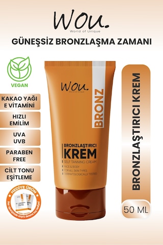 Wou World Of Unique Güneşsiz Bronzlaştırıcı ve Nemlendirici Krem 50 ML