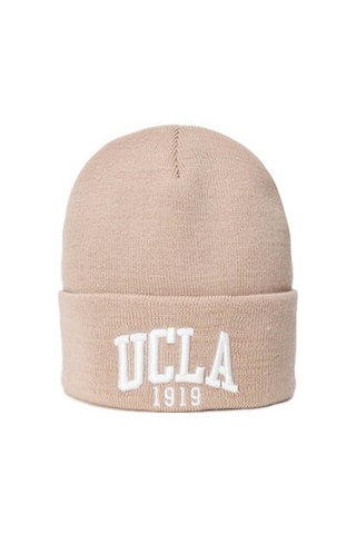 Ucla Lanıta Bej Bere Nakışlı - Unisex Bere Bej