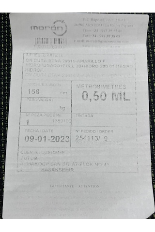 Antonio Moron Su Geçirmez Parça Kumaş 0,70 M² Model 9 Çok Renkli