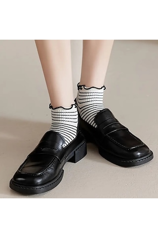 Shopiolog Sevimli Marul Desenli Bilek Çorabı Desen8 Siyah - Beyaz