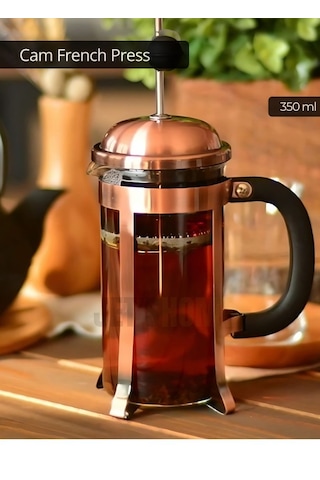 Cam French Press Kahve Demleme Paslanmaz İç Yapı Krem 350 Ml