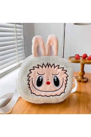 Snapbuy Labubu Tasarımlı Peluş Çapraz Çanta Kırık Beyaz