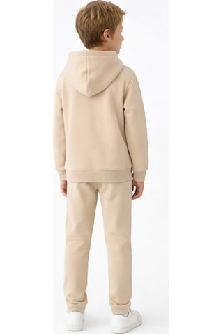 Esila Kids Çocuk Eşofman Takımı Kapüşonlu 3 İp 5-10 Yaş Bej