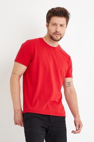 Erkek Bisiklet Yaka Regular Kalıp 5'li T-shirt Paket Kırmızı Beyaz