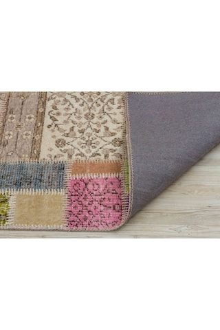 Bej Klasik Modern Patchwork El Dokuma Halı