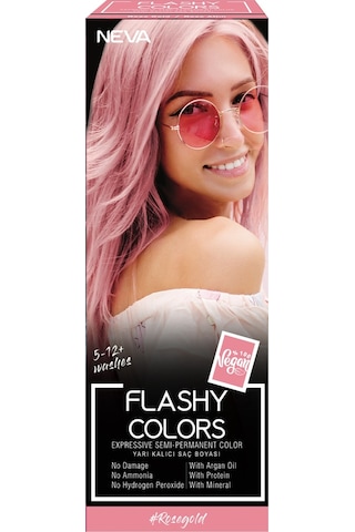 Neva Color Flashy Colors Yarı Kalıcı Saç Boyası Rose Gold / Roze Altın 100 ML