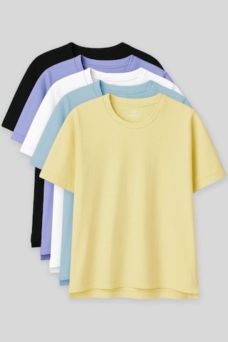 Oversize Fit Basic O Yaka 5li Paket Kadın T-shirt - 97285 Çok Renkli