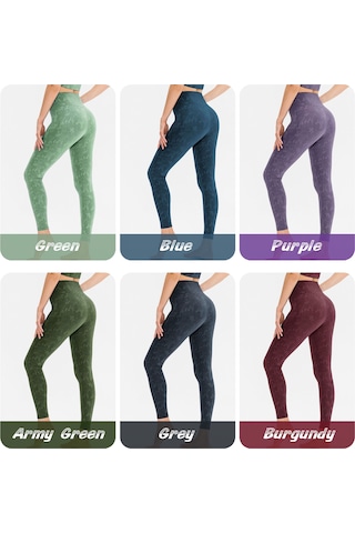 Kosona Kadın Fitness Taytları Mor Kamo Desenli Yüksek Bel Pop Vurgulayıcı Konforlu Havadar Hızlı Kuruyan Spor Trikot 6/m Avrupa Numara Mor