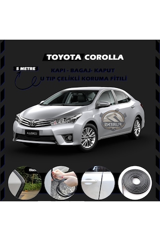 Toyota Corolla Oto Araç Kapı Koruma Fitili 5metre Parlak Siyah Renk