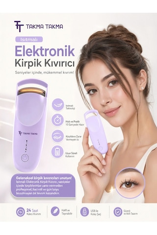 Kirpik Kıvırıcı Kirpik Şekillendirici Elektronik Isıtmalı Şarjlı 2 Isıtma Modlu, 5 Saniyede Hızlı Isınma, Uzun Süre Kalıcı Etki, Şarj Edilebilir Mor Ekcm
