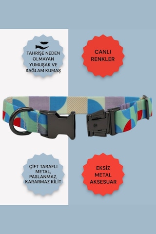 Caramelos Köpek Tasması-küçük Irk Ve Orta Irk İsimli Tasma 02 Mavi - Yeşil