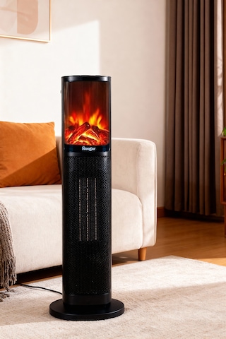 Hoogar German 2075 L Black Oben Seri Oled Şömineli Ekran Dijital Kule Tipi Turbo Hızlı Isıtıcı