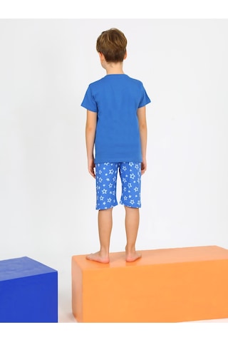 Vitmo Erkek Çocuk Kısa Kollu Kapri Pamuklu Rock Star Pijama Takımı İndigo