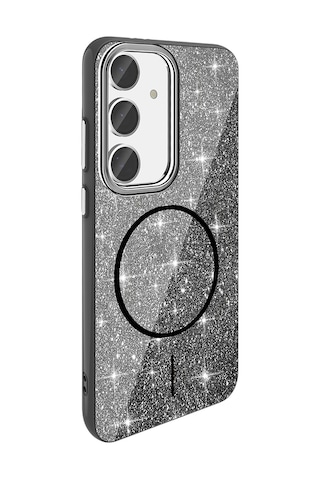 Ardemix Galaxy Uyumlu S23 Fe Kılıf Magsafe Şarj Özellikli Parlayan Simli Okso Kapak - Pembe Pembe