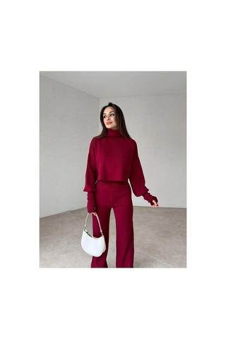 Candybia Kadın Bordo Parmak Geçmeli Triko Takım B.bordo B.bordo