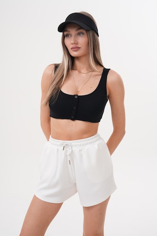 Genius Store Kadın Modal Şort Beli Lastikli Cepli Şort Modal-şort Beyaz