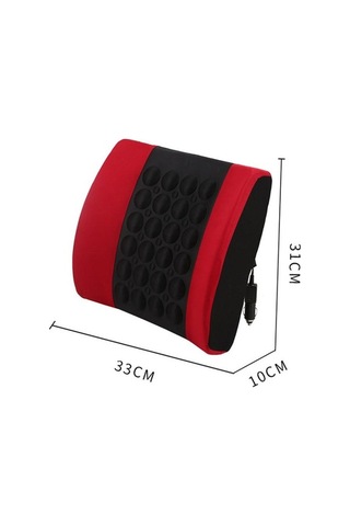 Otomotiv Evrensel Elektrikli Masaj Lomber Yastık Araba Destek Pedi Siyah Kırmızı
