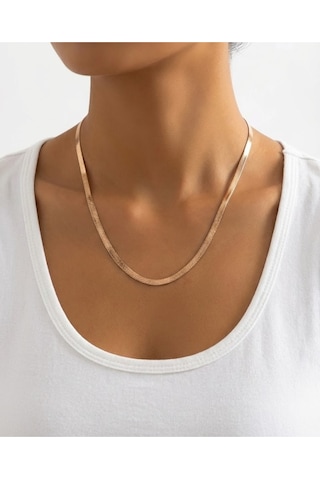 İtalyan Çelik Kolye Altın