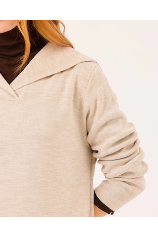 Scl Uzun Kollu Midi Boy Triko Kadın Elbise 10002421711008 Bej