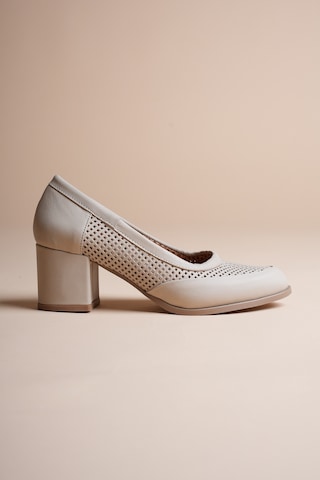 Analin Shoes Kadın Hakiki Deri Günlük Topuklu Ayakkabı Bej