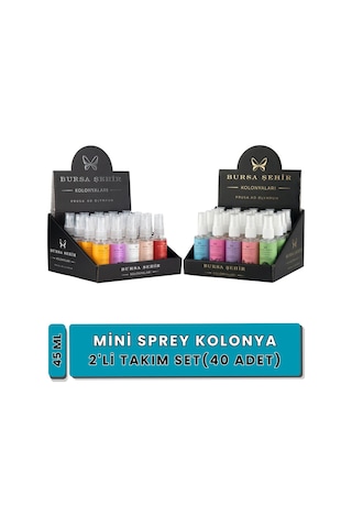 Mini Kolonya Seti, 40'lı Sprey Kolonya, Parfümlü Kolonya, 2'li Set